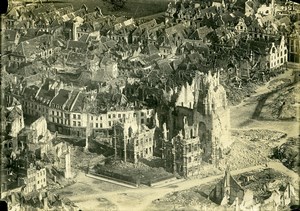 France Arras Bombardmentt Ruins WWI Old Aerial View Photo 1918