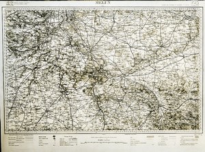 France Ordnance Survey Map Area of Melun First World War Old Photo 1918