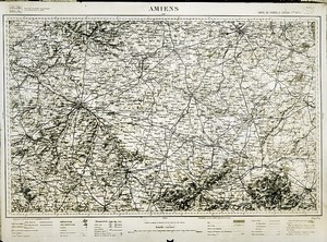 France Ordnance Survey Map Area of Amiens First World War Old Photo 1918
