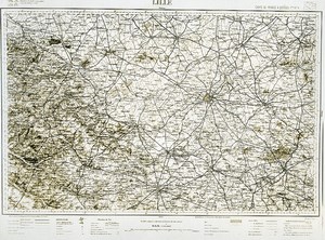 France Ordnance Survey Map Area of Lille First World War Old Photo 1918