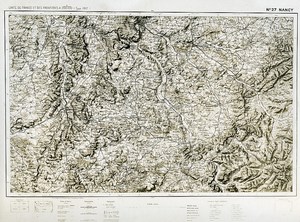 France Ordnance Survey Map Area of Nancy First World War Old Photo 1918