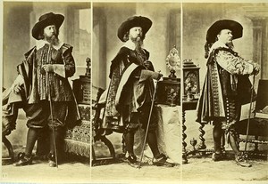 16th century European French Men Fashion Costumes Old Photo Calavas 1890