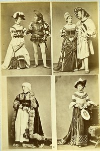 16th century European French Fashion Costumes Couples Old Photo Calavas 1890