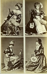 16th century European French Women Fashion Costumes Old Photo Calavas 1890