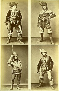 16th century European French Men Fashion Costumes Old Photo Calavas 1890