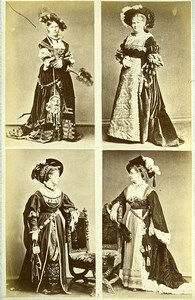 16th century European French Women Fashion Costumes Old Photo Calavas 1890