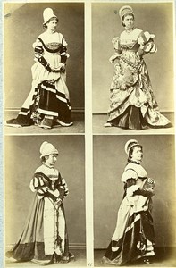 16th century European French Women Fashion Costumes Old Photo Calavas 1890