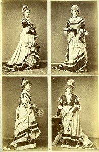 16th century European French Women Fashion Costumes Old Photo Calavas 1890