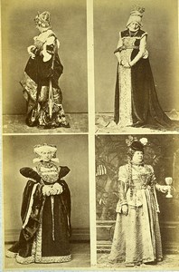 16th century European French Women Fashion Costumes Old Photo Calavas 1890