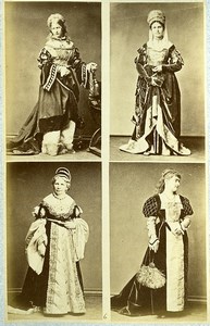 16th century European French Women Fashion Costumes Old Photo Calavas 1890