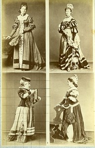 16th century European French Women Fashion Costumes Old Photo Calavas 1890