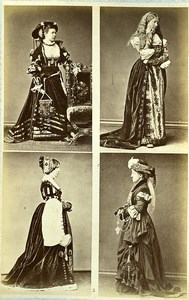 16th century European French Women Fashion Costumes Old Photo Calavas 1890