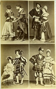 16th century European French Fashion Costumes Couples Old Photo Calavas 1890