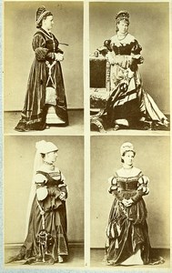 16th century European French Women Fashion Costumes Old Photo Calavas 1890