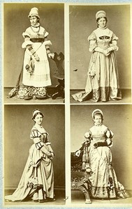 16th century European French Women Fashion Costumes Old Photo Calavas 1890