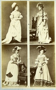 16th century European French Women Fashion Costumes Old Photo Calavas 1890