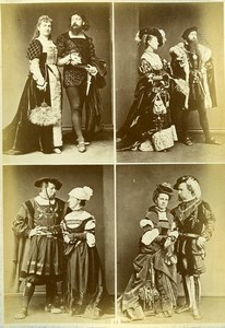 16th century European French Fashion Costumes Couples Old Photo Calavas 1890