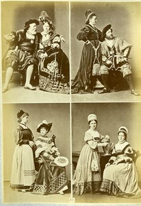 16th century European French Fashion Costumes Couples Old Photo Calavas 1890