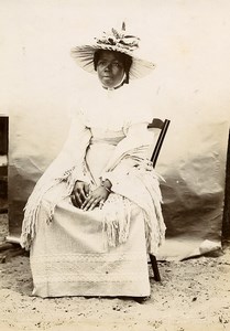 Madagascar Portrait de femme de Tamatave Elegante Chapeau Ancienne Photo Ramahandry 1910'