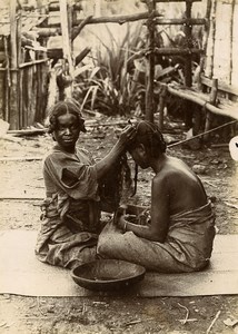 Madagascar Salon de coiffure Coiffeuse Ancienne Photo Perrot 1910'