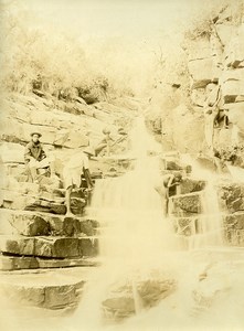 Madagascar Men at Vatomandry Waterfall Old Photo Ramahandry 1910'
