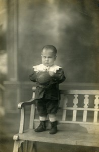 France Tourcoing Toddler Boy & Toy Ball Children Game Old Huisman Photo 1920