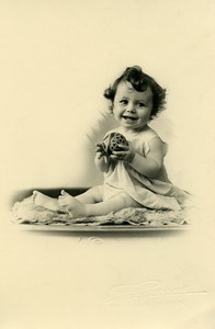 France Roubaix Baby & Toy Ball Children Game Old Planque Photo 1920