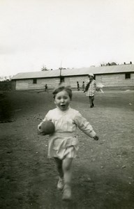 France Jeu d'Enfants la Balle Ancienne Photo Amateur 1920