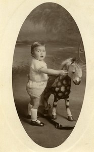 France Lille Cheval de Bois Jeu d'Enfants Jouet Ancienne Photo 1920