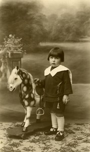 France Marquette Cheval de Bois Jeu d'Enfants Ancienne Photo Grysole 1920