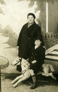 France Boy on Wooden Horse Children Game Old Photo 1920