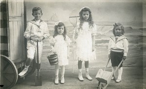 Belgique Blankenberghe Jouets de Plage Jeu d'Enfants Ancienne Photo 1920