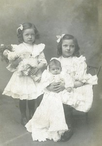 France Roubaix Bebe et Poupée Jeu d'Enfants Ancienne Photo Planque 1920