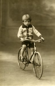 France Roubaix Boy Cyclist Children Game Bicycle Old Planque Photo 1920