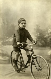 France Roubaix Boy Cyclist Bicycle Children Game Old Planque Photo 1920