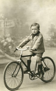 France Roubaix? Boy Cyclilst Children Game Bicycle Old Photo 1920