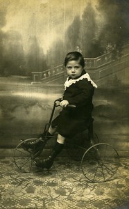 France Boy on Tricycle Children Game Old Amateur Photo 1920