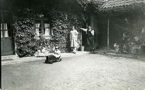 France Child in Pedal Car Children Game House Courtyard Old Amateur Photo 1920