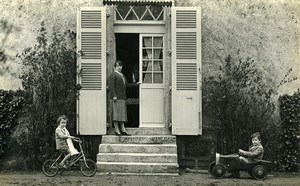 France Voiture à Pédale et Tricycle Jeu d'Enfants Ancienne Photo Amateur 1920's