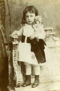 France Amiens Girl & her Doll Children Game Old Cabinet Photo Arnoux 1900