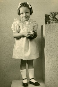 France Roubaix Fillette et ses Jouets Peluches Jeu d'Enfants Ancienne Photo Mischkind 1900