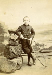 France Tourcoing Garconnet et Cerceau Jeu d'Enfants Ancienne Photo Cabinet Dubus 1900