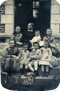 France Poupée de Mlle Caplain Groupe d'Enfants Jouets Ancienne Photo Cabinet 1880