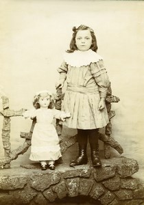 France Lille Young Girl & her Doll Children Game Old Cabinet Photo Claes 1900