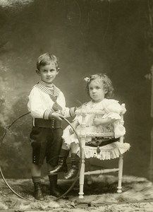 France Lille Garconnet et Cerceau Jouet Jeu d'Enfants Ancienne Photo Piccolati 1900