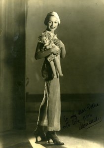France Jeune Femme et sa Poupée Jeu d'Enfants Ancienne Photo 1935