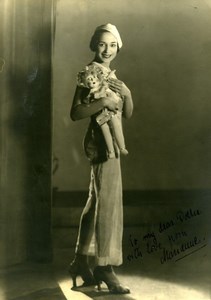 France Young Woman holding her Doll Children Game Old Photo 1935