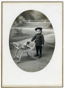 France Lille Boy & little stuffed dog Toy Children Game Old Photo Desbottes 1900