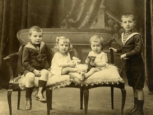 France Tourcoing Groupe d'Enfants Ours en peluche Jouets Ancienne Photo Ruys Morel 1900