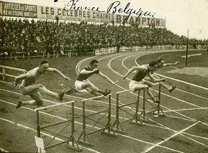 Paris 110m Hurdles Race Athletics France Belgium Old Photo June 1923
